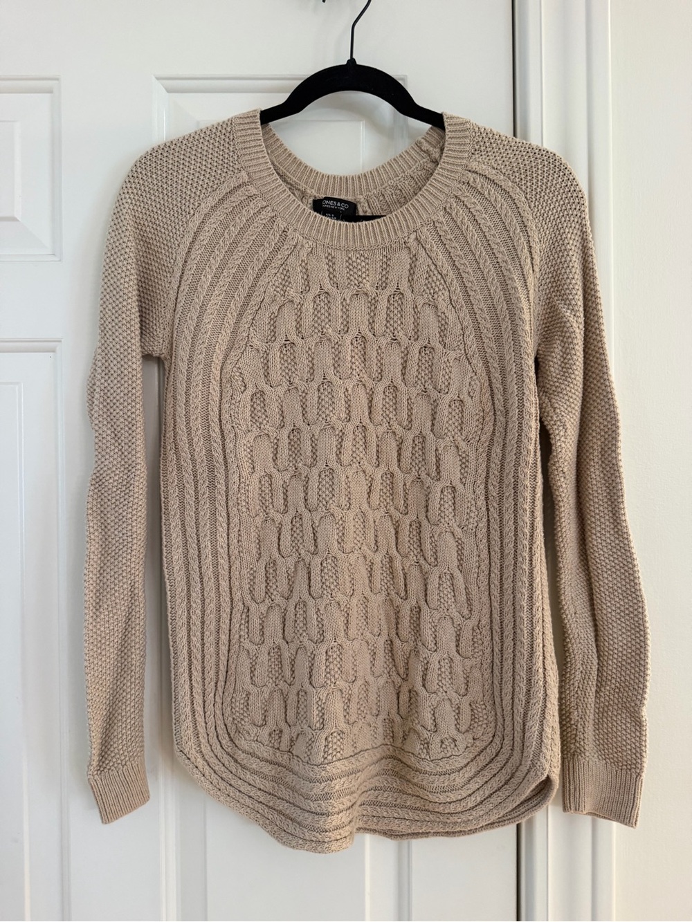 Beige 100% Cotton Cable-Knit Sweater - Women's